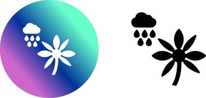 flor con lluvia icono diseño vector