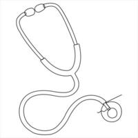 Continuous single line Stethoscope art drawing style illustration vector