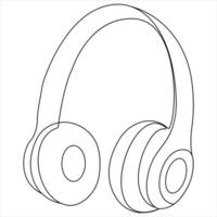 Continuous single line drawing of headphone,earphone outline illustration vector