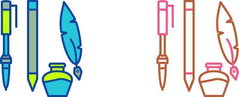 Unique Writing Equipment Icon Design vector