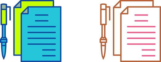 Unique Documents and Pen Icon Design vector