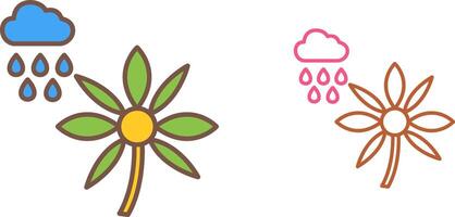 flor con lluvia icono diseño vector