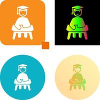 Unique Studying on Desk Icon Design vector