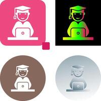 Unique Studying on Laptop Icon Design vector