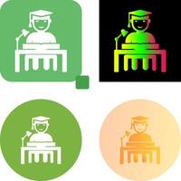 Unique Studying on Desk Icon Design vector