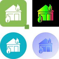 Unique Fire Consuming House Icon Design vector