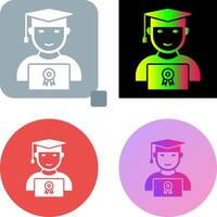 Unique Student Holding Degree Icon Design vector