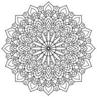 floral mandala con línea, circular forma, dibujo con botánico tema, colorante libro página vector