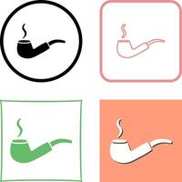 Unique Lit Smoking Pipe Icon Design vector