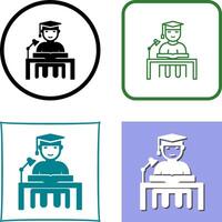 Unique Studying on Desk Icon Design vector