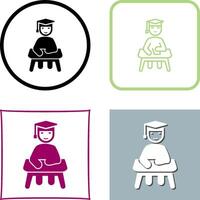 Unique Studying on Desk Icon Design vector