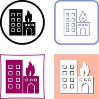 Unique Burning Building Icon Design vector