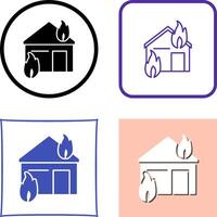 Unique Fire Consuming House Icon Design vector