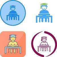 Unique Studying on Desk Icon Design vector