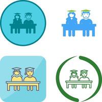 Unique Students Sitting Icon Design vector