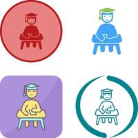 Unique Studying on Desk Icon Design vector