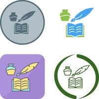 Unique Quill and Book Icon Design vector