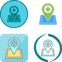 Location hospital Icon Design vector