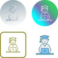 Unique Studying on Laptop Icon Design vector