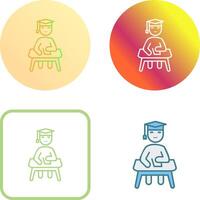 Unique Studying on Desk Icon Design vector