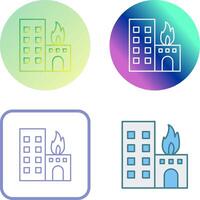 Unique Burning Building Icon Design vector