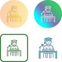 Unique Studying on Desk Icon Design vector