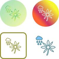 flor con lluvia icono diseño vector