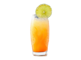 Papaya soda in a wave glass papaya slices and lime tropical and mellow orange mist png