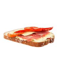 Capicola and fontina sandwich thinly sliced capicola fontina cheese roasted red peppers Italian bread Culinary png