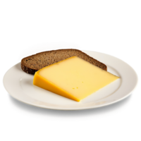 Aged Gouda cheese deep amber wedge paired with dark rye bread and tangy mustard Culinary png