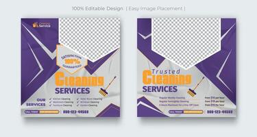 Cleaning service social media post or clean agency marketing square banner template vector