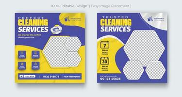 Cleaning service social media post or clean agency marketing square banner template vector