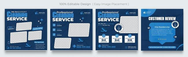 Cleaning service social media post or clean agency marketing square banner template vector