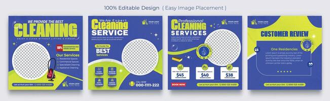 Cleaning service social media post or clean agency marketing square banner template vector