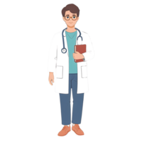 Male doctor with stethoscope and glasses cartoon illustration graphic design png