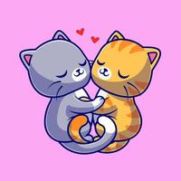 Cute Couple Cat Hug Love Cartoon vector