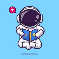 Cute Astronaut Reading Book Space Cartoon vector