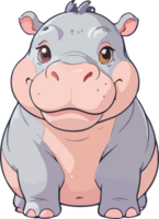 etiqueta engomada de la historieta del animal del hipopótamo png