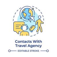 Contact with travel agency multi color concept icon. Customer support service. Travel consultant. Round shape line illustration. Abstract idea. Graphic design. Easy to use in application vector