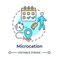 Microcation multi color concept icon. Travel trend. Short vacation. Weekend trip. Travel schedule. Round shape line illustration. Abstract idea. Graphic design. Easy to use in blog post vector