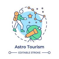 Astro tourism multi color concept icon. Night sky exploration. Stargazing. Niche travel. Science tourism. Round shape line illustration. Abstract idea. Graphic design. Easy to use in blog post vector