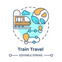 Train travel multi color concept icon. Environmental trip. Public transport. Tourism trend. Train route. Round shape line illustration. Abstract idea. Graphic design. Easy to use in blog post vector