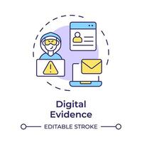 Digital evidence multi color concept icon. Cyber forensics, electronic devices. Round shape line illustration. Abstract idea. Graphic design. Easy to use in infographic, presentation vector
