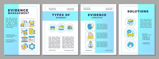 Evidence management brochure template. Digital forensics. Leaflet design with linear icons. Editable 4 layouts for presentation, annual reports vector