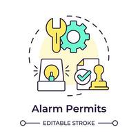 Alarm permits multi color concept icon. Security system, threat detection. Incident prevention. Round shape line illustration. Abstract idea. Graphic design. Easy to use in infographic, presentation vector