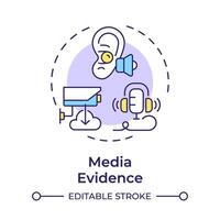 Media evidence multi color concept icon. Digital forensics, cyber investigation. Round shape line illustration. Abstract idea. Graphic design. Easy to use in infographic, presentation vector