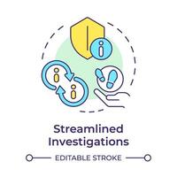 Streamlined investigations multi color concept icon. Evidence management. Secure file sharing. Round shape line illustration. Abstract idea. Graphic design. Easy to use in infographic, presentation vector