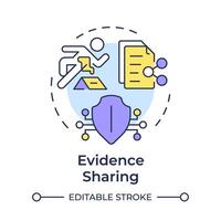 Evidence sharing multi color concept icon. Cloud storage, access control. Data transfer. Round shape line illustration. Abstract idea. Graphic design. Easy to use in infographic, presentation vector