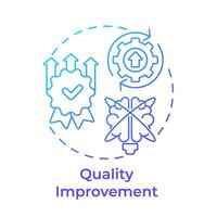 Quality improvement blue gradient concept icon. Performance metrics, standardization. Round shape line illustration. Abstract idea. Graphic design. Easy to use in infographic, presentation vector