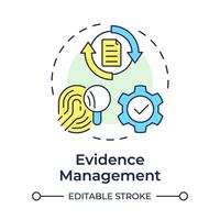 Evidence management multi color concept icon. Cyber forensics, digital investigation. Round shape line illustration. Abstract idea. Graphic design. Easy to use in infographic, presentation vector